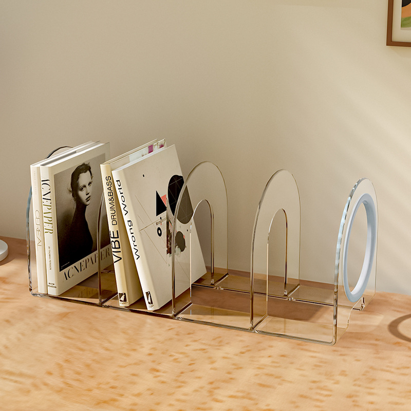Transparent Acrylic Bookstand File Holder Student Bookstand Bookend Desk Bookcase Thickened Book Baffle Book Holder