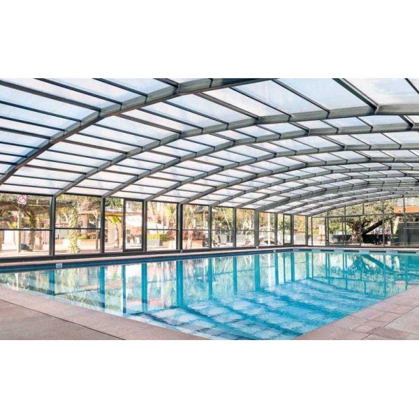 Automatic Retractable Electric Sunroom for Flat Hotels Villas & Apartments Contemporary Design Tempered Glass Roof Pool Cover