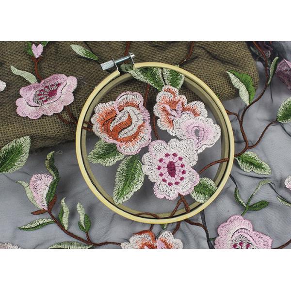 Серый цветок 3Д полиэстера вышил ткани шнурка двором для дамы Одевать