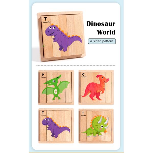 New Wooden Montessori 4 in 1 Animal Block Puzzle Toy Preschool Educational Toys Fine Motor Developmental for Baby Boys Girls