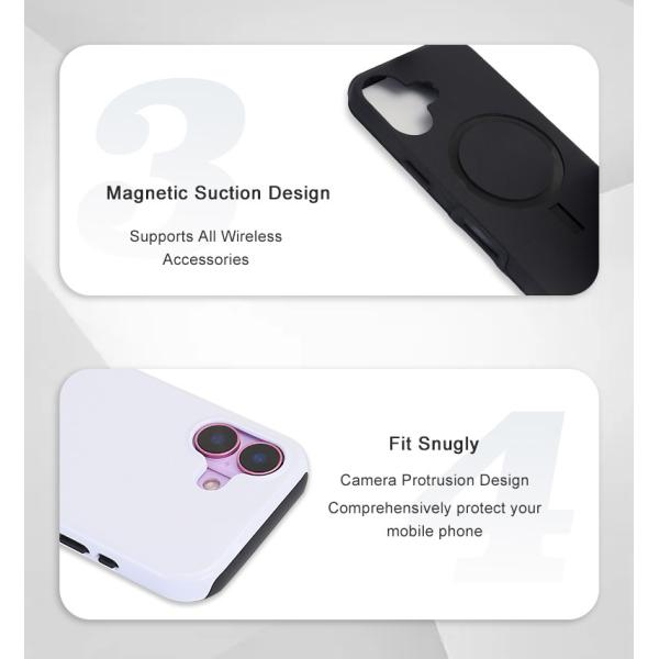 Funda para teléfono con sublimación de película, magnética fuerte, carcasas de teléfono móvil en blanco, blancas para iPhone 16