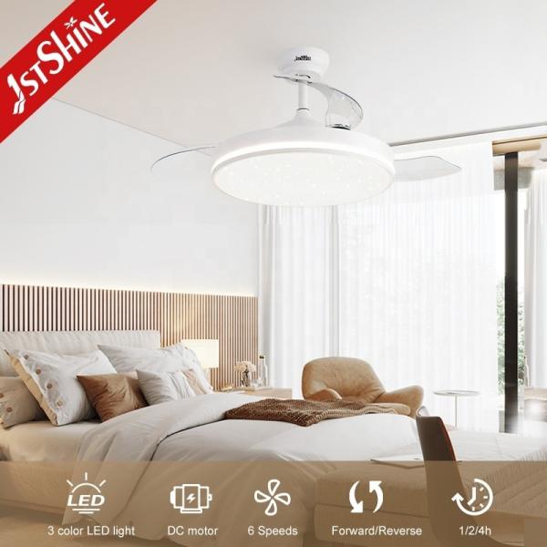 Moderno Design 1stshine Branco Estrelado LED Ventilador de teto com lâminas ocultas e DC Motor