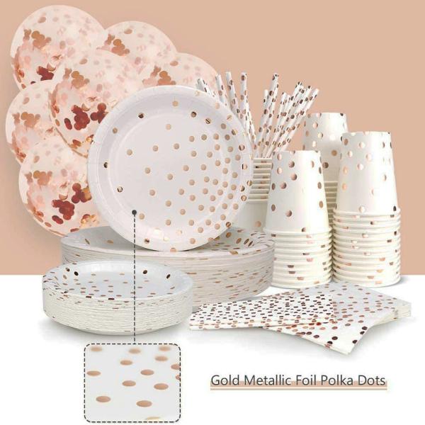 Compostable  Pink  Foil Cinderella Christmas  Disposable Party Tableware Paper Cups Dishes