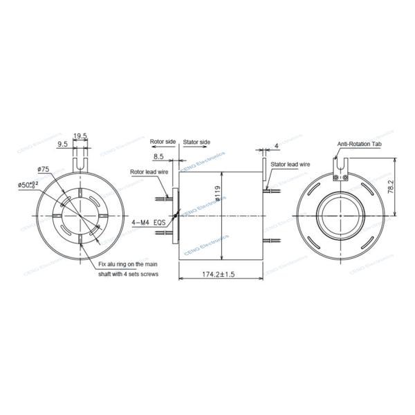 36 Circuits 10A Hollow Shaft Slip Ring With Electrical Collector For Industrial