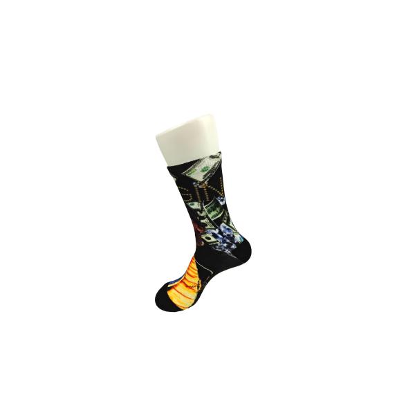 Slip Resistant Black 3D Printed Socks With Long White Gloss Elasticity Comfortable
