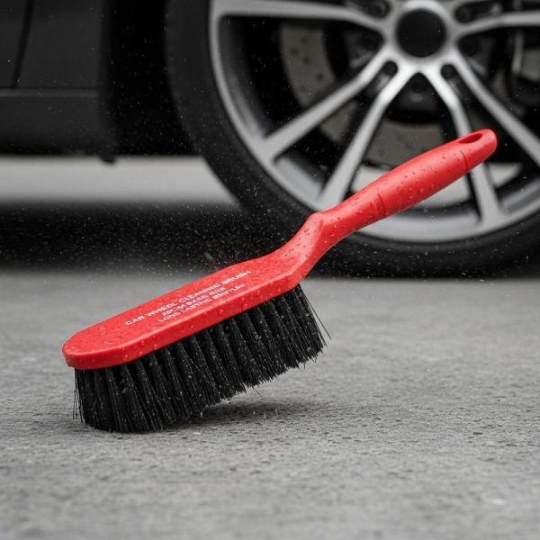 20cm Base Size Typically Red Car Wheel Cleaning Brush Long Lasting Bristles Designed to Remove Brake Dust and Road Grime