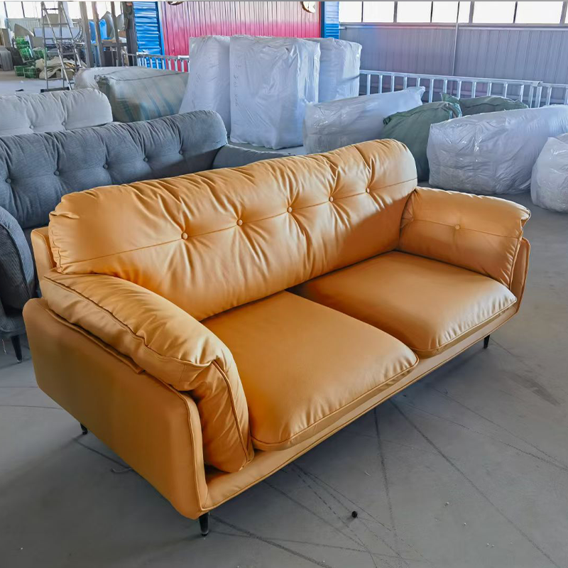 Italian Style Minimalist Double-Seat Framed Retro Sofa Comfortable Straight Row Leisure Fabric Sofa Couch for Apartment Villa