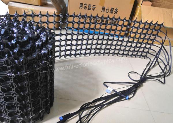 Full Color Transparent LED Video Wall Mesh Flexible Folded Any Shape In Glass Mall