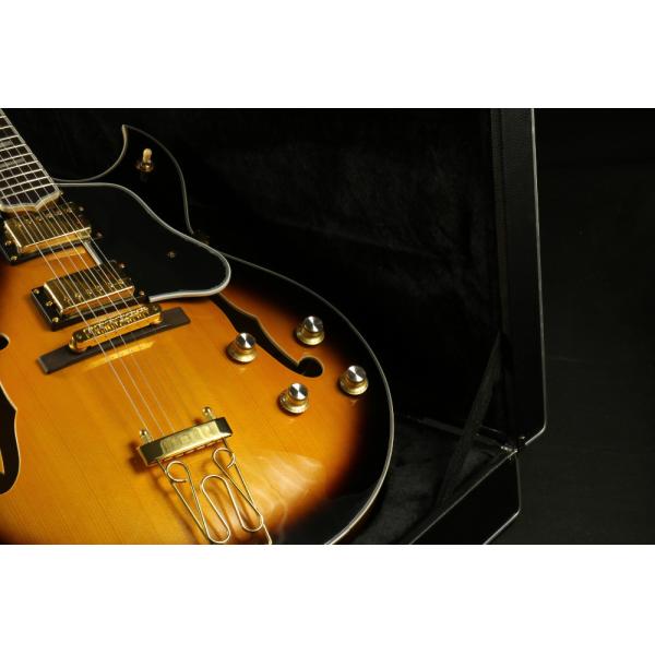 Quality blackburst thick hollow body block inlay single cutaway electric guitar
