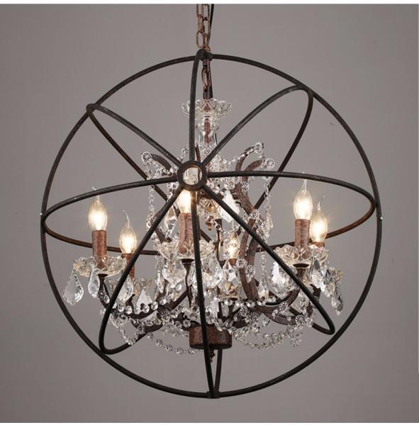 Rustic american style crystal globe Round chandelier (WH-CI-85)