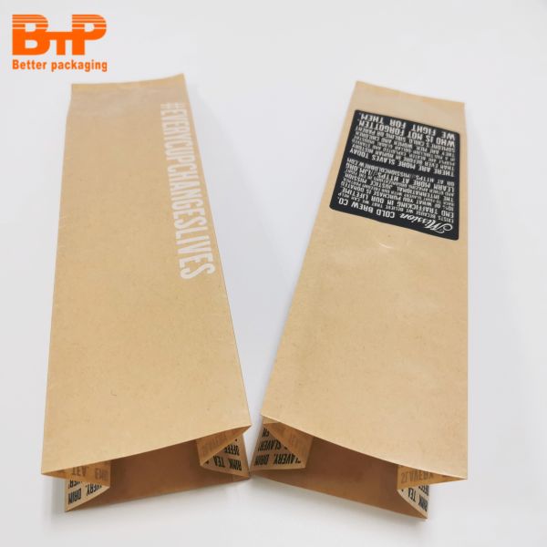 Coffee Bags  Biodegradable Kraft Paper Package Pouch  Compostable  Flat Bottom Pouches  square Box Packaging Bag