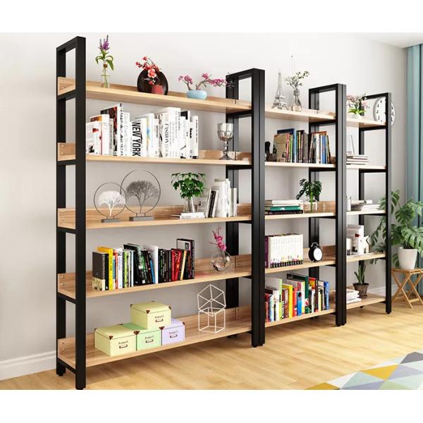 Adjustable Industrial Metal And Wood Book Shelves Display Racks For Library