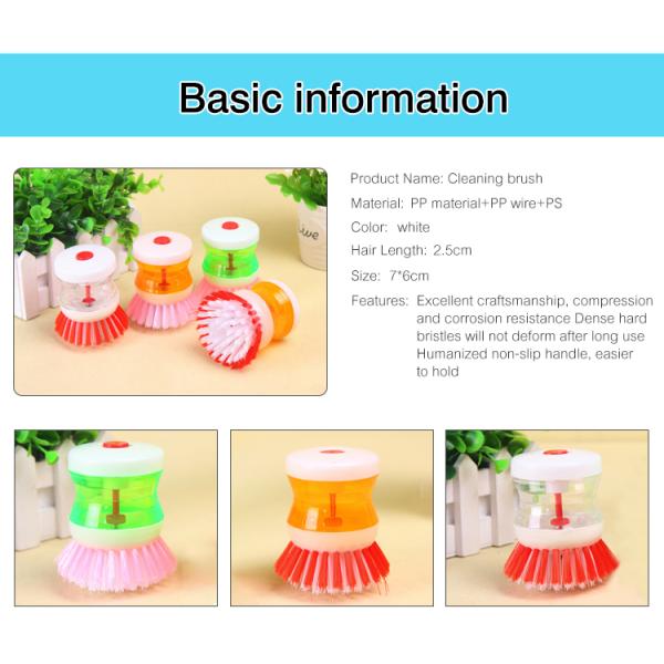 Kitchen Cleaning Brush with ABS Handle Soap Dispensing Plastic Dishwashing Brush