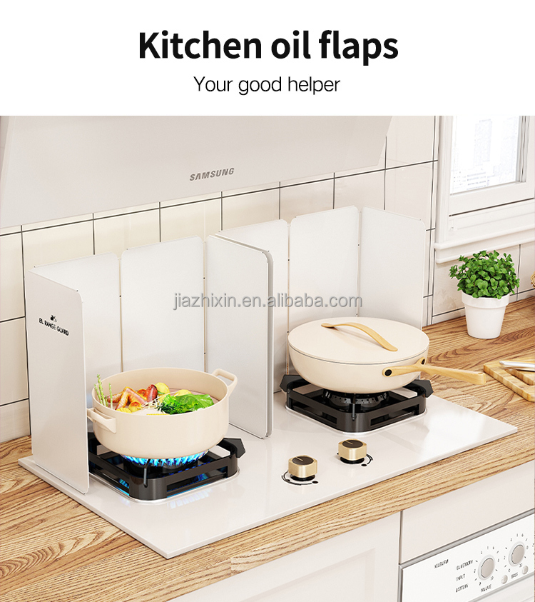 Kitchen Accessories Metal White Foldable Frying Pan Oil  Prevent Protection Screen Kitchen Splash Prevention Stove Baffle Plate
