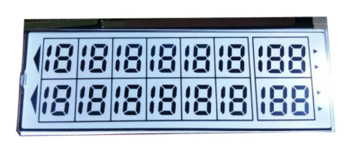 Monochrome 6 Digit 7 Segment LCD Display with 50 Pin Connector and 6 O'Clock Viewing Direction