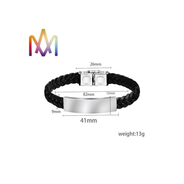 зерно косички 13g заплело кожаный выгравированный браслет