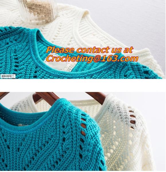 Crochet, Knitted Pullover Women Fashion O-neck Hallow Out Tricot Crochet Medium-Long Wool Sweater Dress