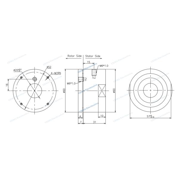 10Bar 0.5N*M Пневматический воздух вращающийся соединение с 50RPM и через отверстие ID20mm