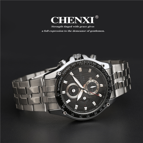 CHENXI Kinpac Watches Fashion Accessories Black White Stainless Steel Mens Quartz Watches