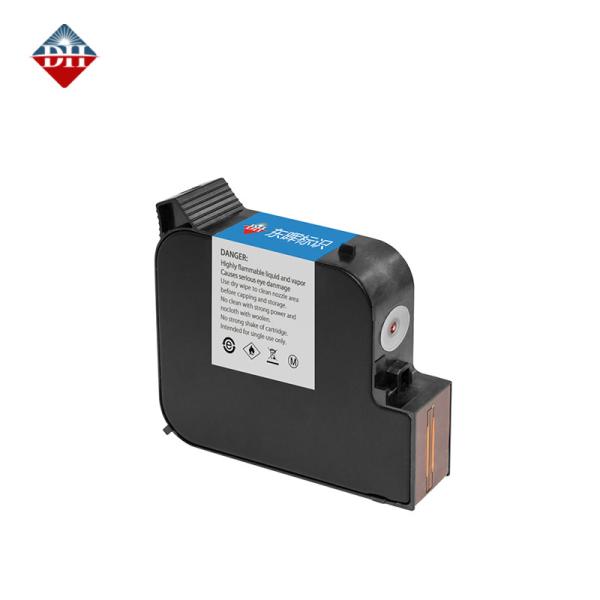 Impressora a jato de tinta de 1 polegada Cartucho de tinta de secagem rápida com solvente 25,4 mm Preto Vermelho Azul Verde Amarelo Branco Anti-falsificação