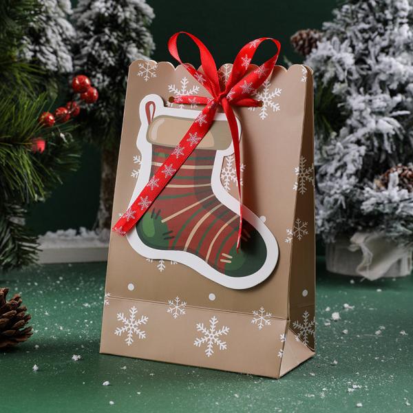 O Natal do nó da curva da fita imprimiu sacos de papel para o presente que empacota 5g/Pcs