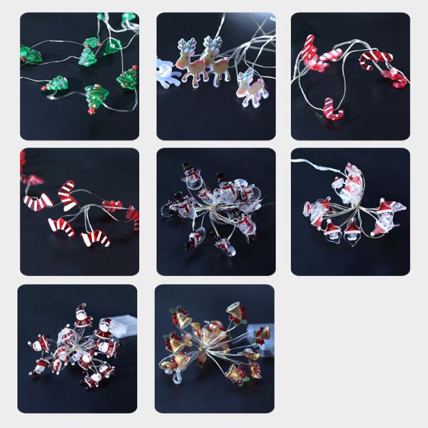 Santa Claus Scepter Snowflakes Elk Socks LED String Lights for Fairy Christmas Decoration