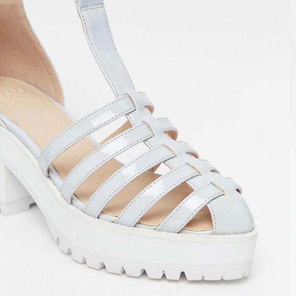 Casual 40mm Platform Block Heel Sandals Vintage Metallic Leather