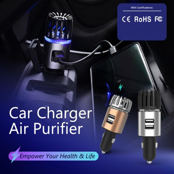 Fast Charge 2 USB Aluminum Air Purifier Car Charger 12W DC 5V