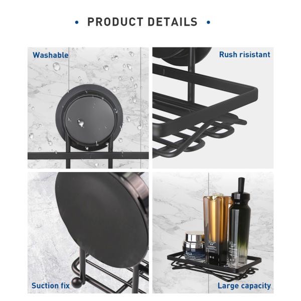 Всасывание установило Caddies ливня нержавеющей стали, держатель блюда мыла черноты WGO