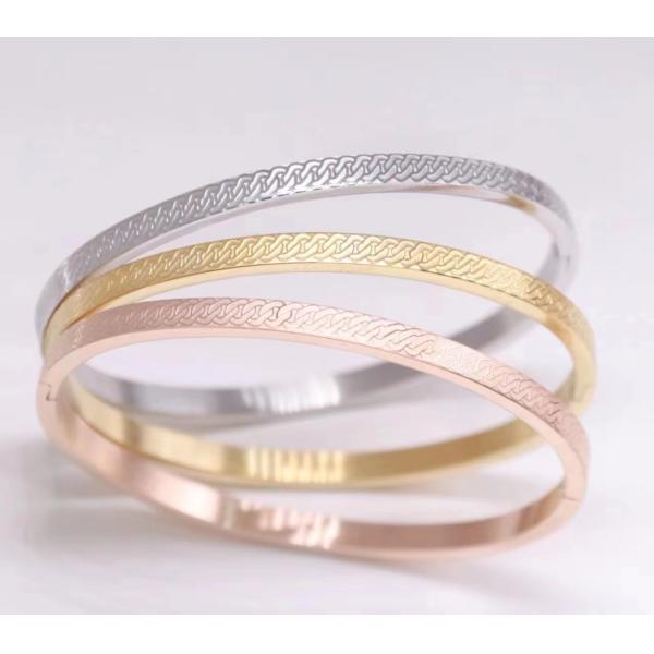 18k Gold Plated Laser Engraved Bracelet Custom Jewelry Ladies Bangle Bracelet