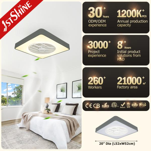 20 polegadas DC silêncio motor Ventilador de teto quarto com luz LED