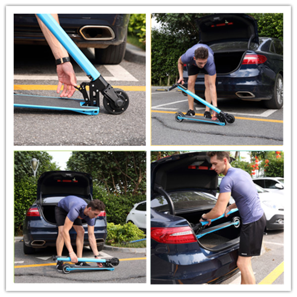 Carbon Fiber 5inch Foldable Electric Scooter 350w Motor Power With LCD Display