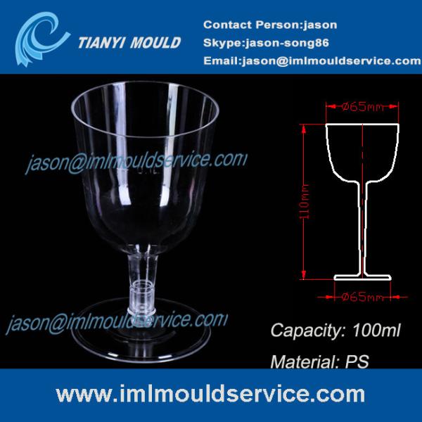 PS clear disposable plastic red wine / champagne glasses and cups 3.3 oz /100ml mould