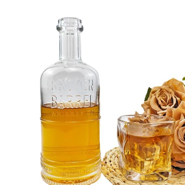 500 ml 750 ml garrafa de vidro redonda para whisky gin vodka bebidas alcoólicas