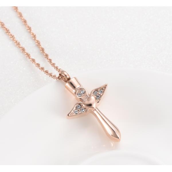 Stainless Steel Angel Wings Heart Cross Cremation Urn Pendant Necklace for Women/Men