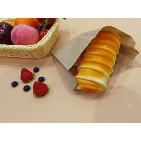 Customized Flat Satchel Kraft Paper Bag PE Coated Use For Cakes Bread Food For Bakery Bag Bread Bag Food Bag