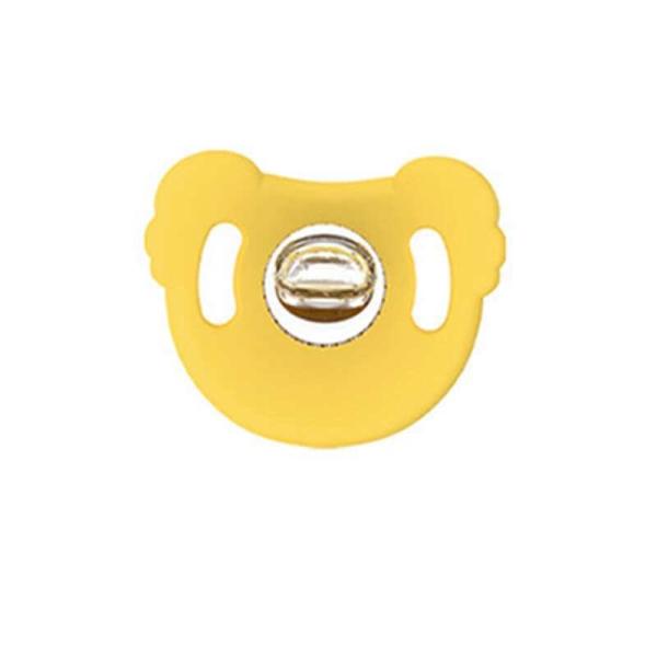 OEM Yellow Colors Orthodontist Recommend Silicone Pacifier Dummy Koala Style With Size Is 7x7x7 cm And Weight Is 13 Gram