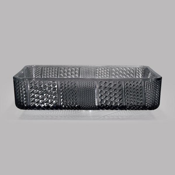 European Style Rectangular Shaped Glass Wash Basin Transparent Black Sink