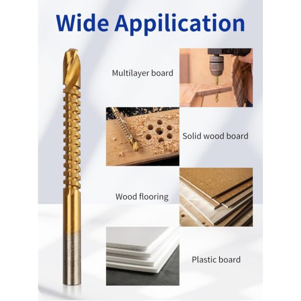 8 Pack Titanium Coated HSS Twist Drill Bits 3-10mm Serrated Side Cutting Spiral Saw Drill Bit Woodworking Tools Grooving Cutting Hole Holesaw Tool