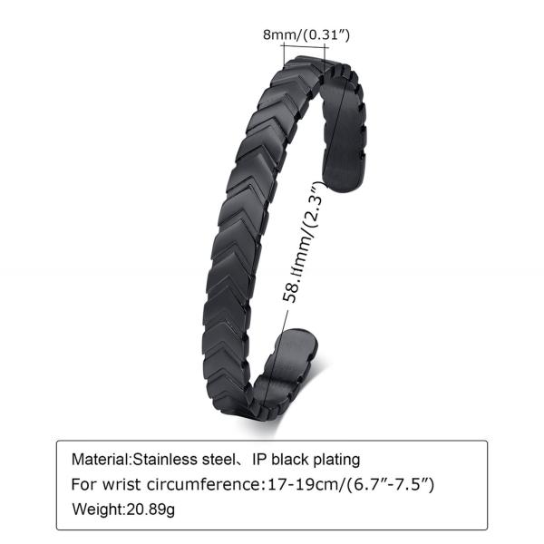 Stainless Steel Arrows Open Metal Cuff Bangle Silver or Black for Boys and Men