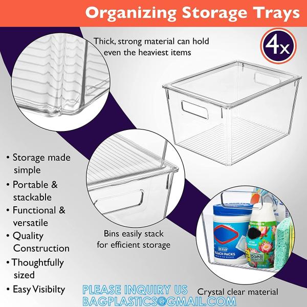 Plastic Storage Bins With Lids X-Large – Perfect Kitchen Or Pantry Organization, Fridge, Cabinet Organizers