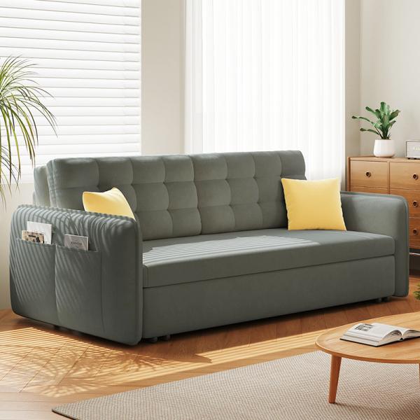 Jieshun Furniture Sliding Iron Frame Rental House Living Room Velvet Lazy Sofa