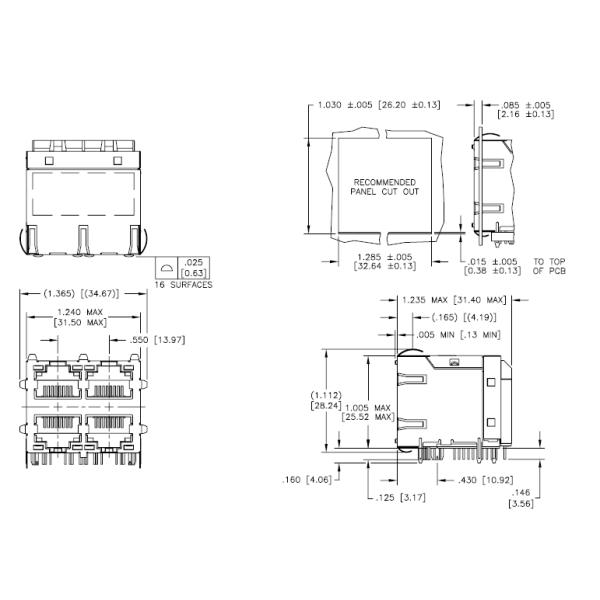 THT Type Pcb Mount Rj45 Jack C0-0351 NL 1500 Vrms Hipot Test For Switches