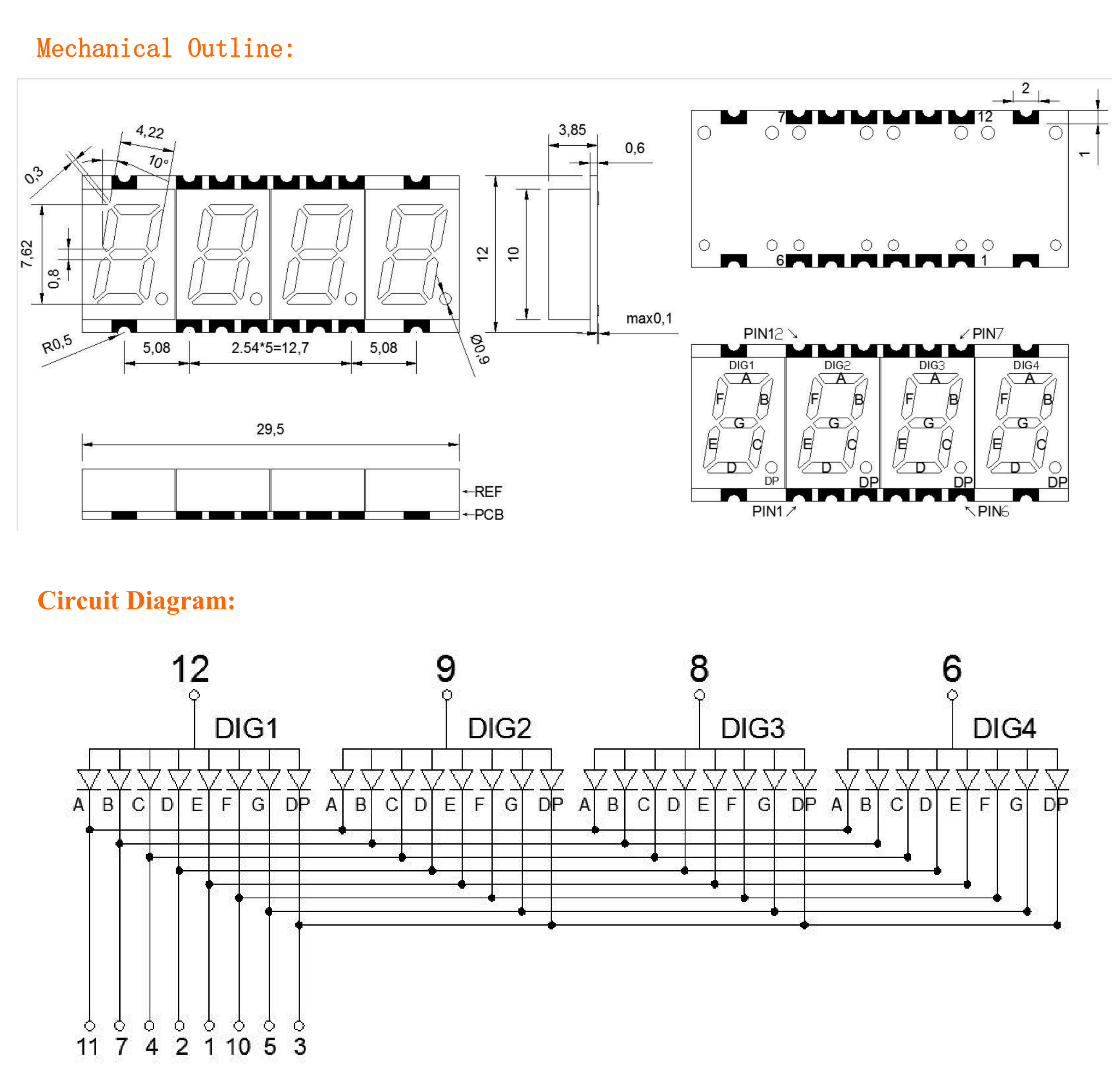 0.3 Inch 4 digit SMD LED Seven Segment Display