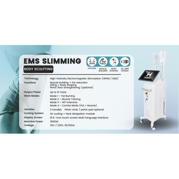 EMS+RF Body Slimming Machine 2 Handles Multi Area Treatment High Throughput