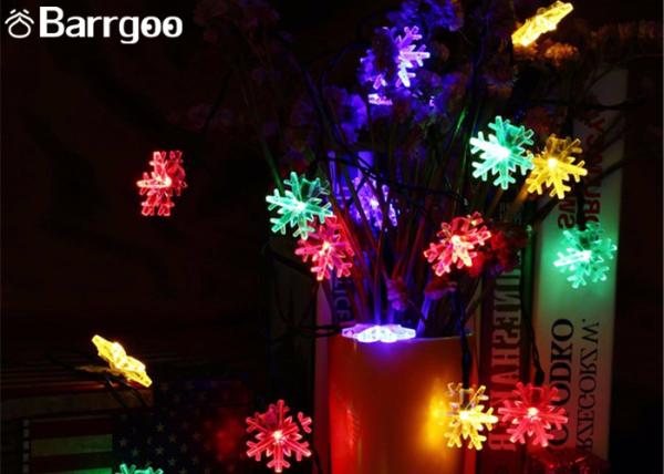6M Snowflake Solar Powered Outdoor Xmas Tree Lights , Multi Colored Led Christmas Lights