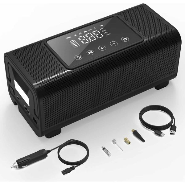 6 In 1 Portable Car Air Compressor Double Motor 25 Cylinder Vehicle Air Compressor 12V