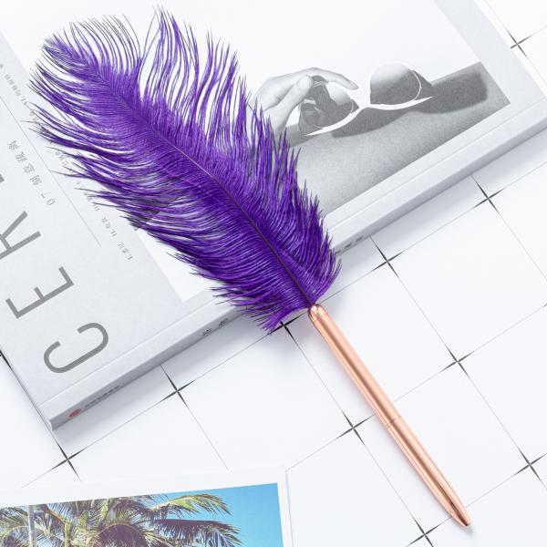Colorful Feather Ball Point Pen Metal Creative Gift Ballpoint Pens For Office School