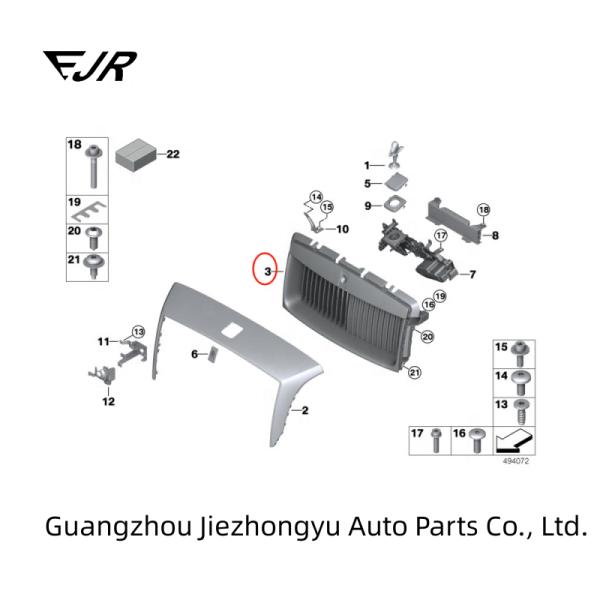 2009-2016 Автозапчасти Rolls Royce Ghost Решетка замена 51117301357