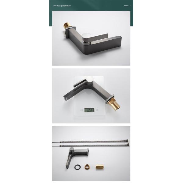 Wall Mounted Cuprum Kitchen Faucet Tap Black Chrome Hot And Cold 1.1KG